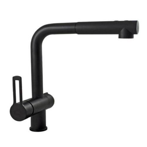 Змішувач для кухні Paffoni Ringo з висувним зливом, зливом для фільтрованої води, Чорний (RIN295NO-MET)