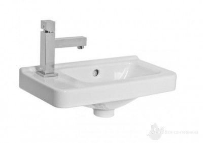 8.1142.3.000.105.1 Cubito Умывальник 45*25 см маленький с отверстием под смеситель слева, с переливом