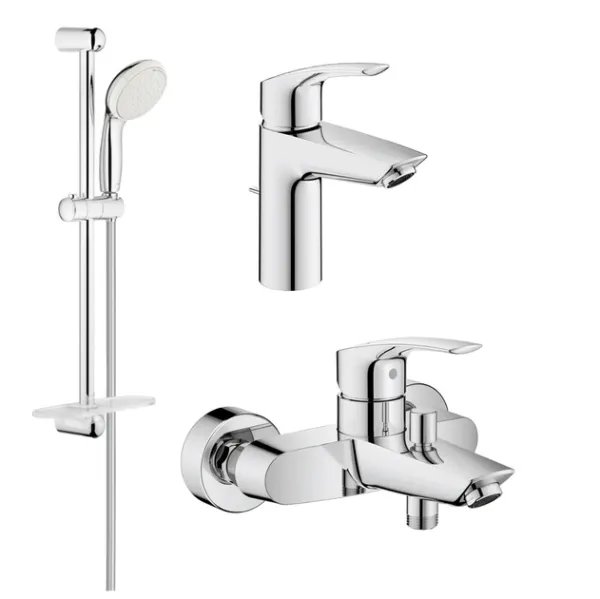 Набір змішувачів для ванни Grohe Eurosmart New 3в1, Хром (33265003+33300003+27926001)