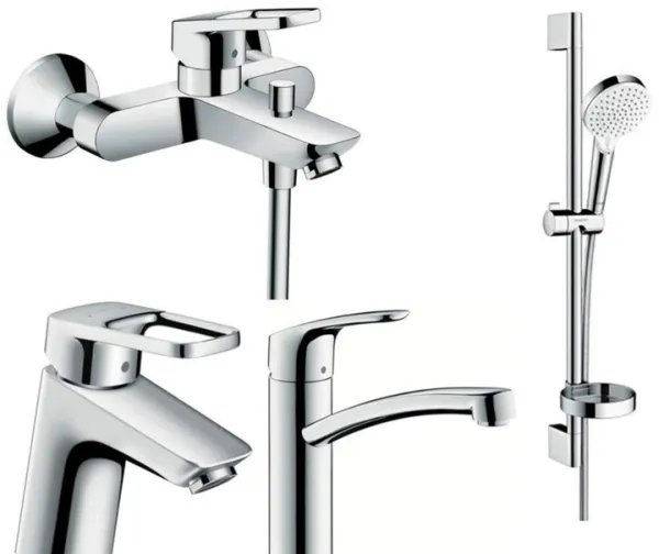 Набір змішувачів для ванни Hansgrohe Logis Loop 4в1, Хром (71150000+71244000+26553400+31806000)