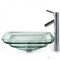 Стеклянная чаша, 457*457 мм, Высота 152 мм, Толщина стекла - 19 мм + Сливной клапан, цвет на выбор, GVS-930-19mm