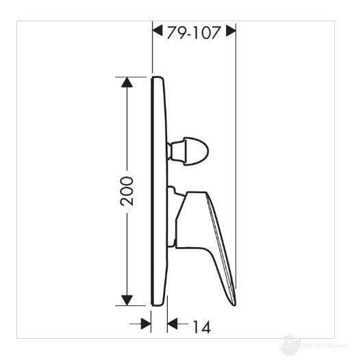 Змішувач для душу Hansgrohe Logis 200 прихованого монтажу, прихована частина 31741180 окремо, 20х10,7 см, Хром