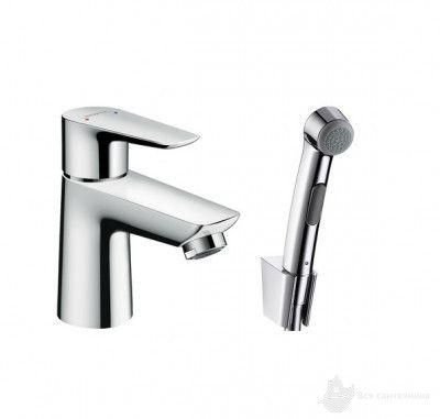 71729000 Talis E Смеситель для раковины с гигиеническим душем, с донным клапаном Push-Open, хром