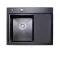 Кухонна мийка PLATINUM HANDMADE, товщина 3,0/1,5 мм, корзина та дозатор, 58х48х22 см L, Чорна (000032279)