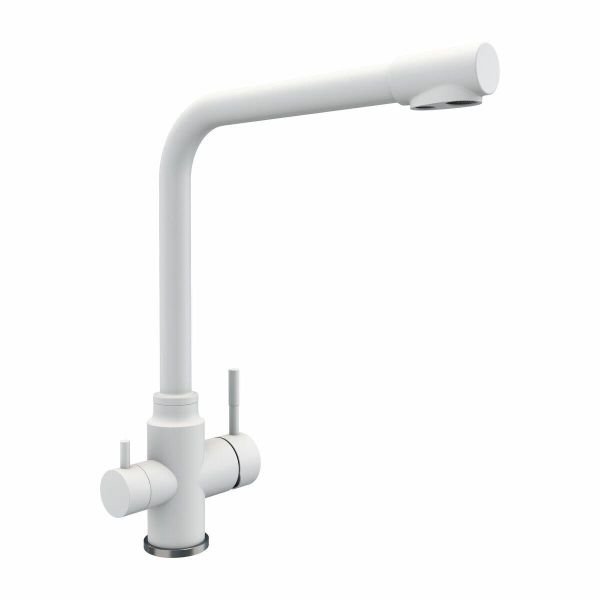 Смеситель под фильтр Platinum KT 8201 (8626) поворотный, двухрычажный из нержавеющей стали, Белоснежный