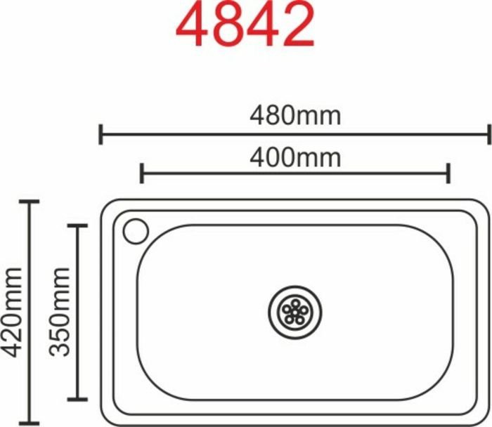 Кухонная мойка Platinum 4842 из нержавеющей стали 0,6 мм, 48x42 см, Прямоугольная, Сатин (SP000016241)