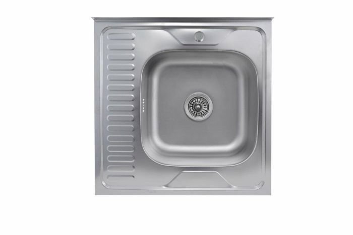 Кухонная мойка Рlatinum 6060 R из нержавеющей стали 0,7 мм, 60x60 см, Квадратная, Сатин (SP000000406)