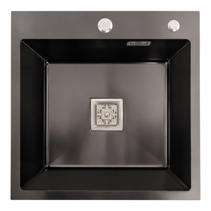 Кухонная мойка Platinum Handmade PVD HSBB 500x500x220 из нержавеющей стали, Прямоугольная, Черная