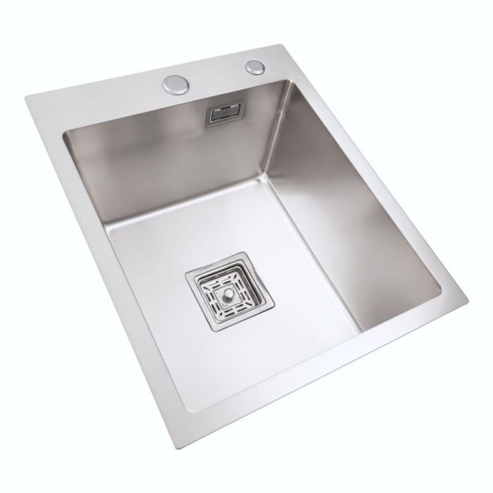 Кухонная мойка Platinum Handmade HSBB PVD из нержавеющей стали 3.0 мм, 40x50x23 см, Квадратный сифон, Серая