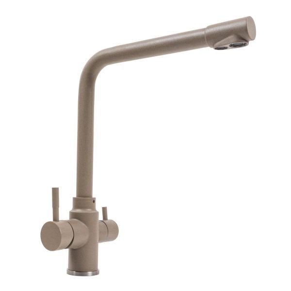 Смеситель под фильтр Platinum KT 8201 (8626) поворотный, двухрычажный из нержавеющей стали, Титан