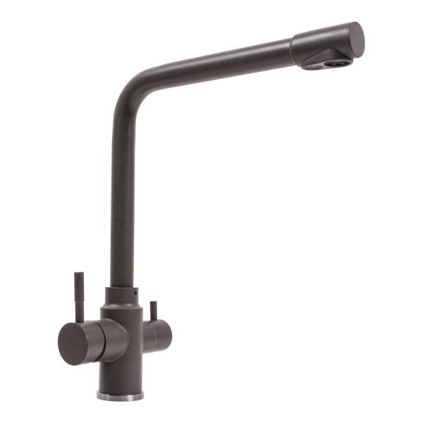 Смеситель под фильтр Platinum KT 8201 (8626) поворотный, двухрычажный из нержавеющей стали, Гренадин