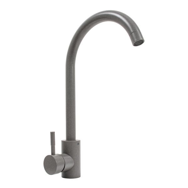 Смеситель кухонный Platinum 56 B NESP (3008 А) поворотный, однорычажный из нержавеющей стали, Серый муссон