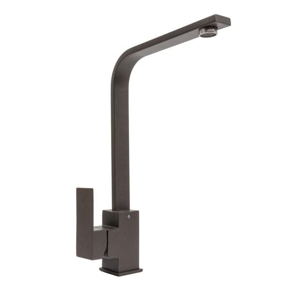 Смеситель кухонный Platinum 179 NES (3007) поворотный, однорычажный из нержавеющей стали, Темная скала