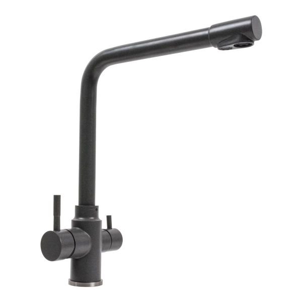 Смеситель под фильтр Platinum KT 8201 (8626) поворотный, двухрычажный из нержавеющей стали, Морион