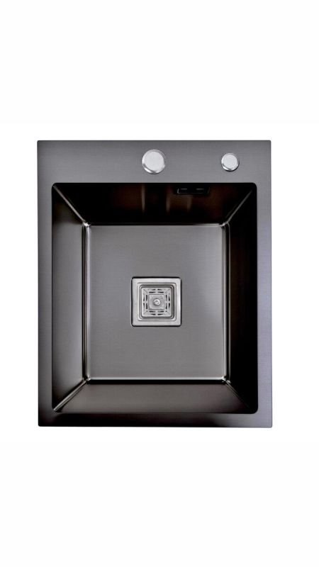 Кухонная мойка Platinum Handmade HSBB PVD из нержавеющей стали 3.0 мм, 40x50x23 см, Квадратный сифон, Черный