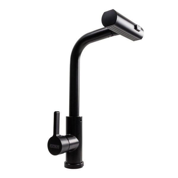Смеситель кухонный XK09B Platinum PVD 2jet однорычажный с выдвижным изливом, Черный (SP000040464)