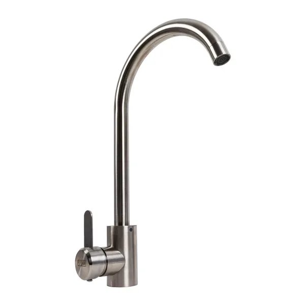 Смеситель кухонный Platinum 7990 NEST поворотный, однорычажный из нержавеющей стали, Серый (000036375)