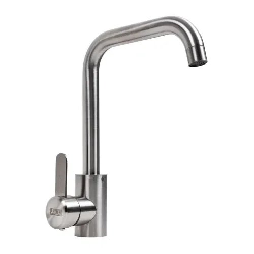 Смеситель кухонный Platinum KT 11 3008B-FH поворотный, однорычажный из нержавеющей стали, Серый (000032607)