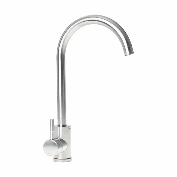 Смеситель кухонный Platinum 56 NESP (3008 А) поворотний, однорычажный из нержавеющей стали, Серый (000035268)