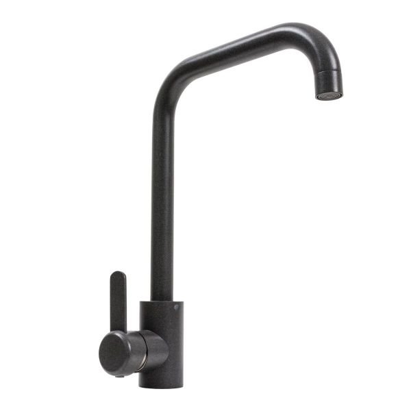 Смеситель кухонный Platinum KT 11 (3008B-FH) поворотный, однорычажный из нержавеющей стали, Морион