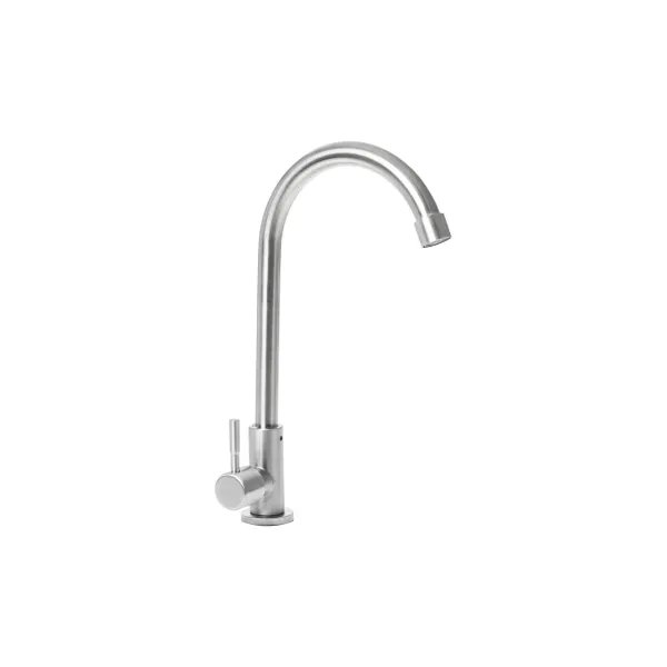 Монокран кухонний Platinum KT 5041 поворотный, однорычажный из нержавеющей стали, Серый (000032613)