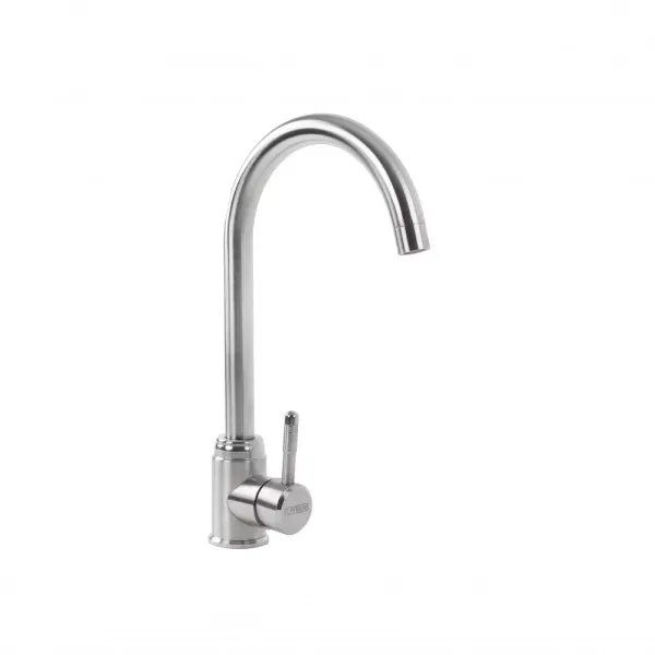 Смеситель кухонный Platinum 221N (8650) поворотный, однорычажный из нержавеющей стали, Серый (000032606)