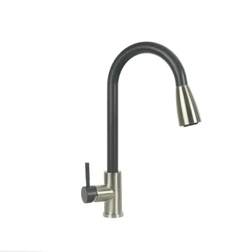 Смеситель кухонный Platinum KT 8203 (8614) однорычажный с выдвижным изливом, Нержавеющая сталь (000032612)