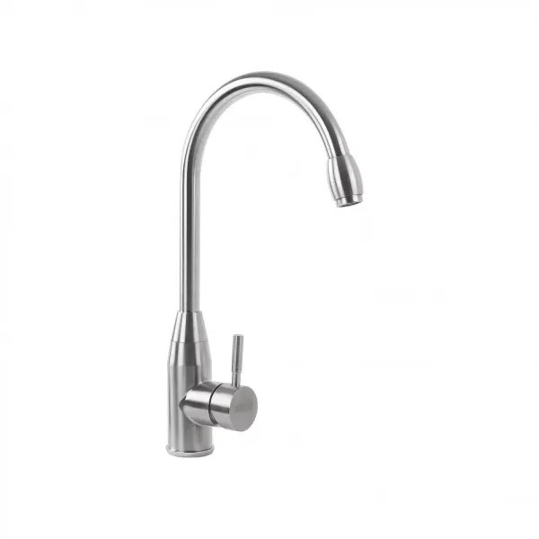 Смеситель кухонный Platinum 26 FHP (7456) поворотный, однорычажный из нержавеющей стали, Серый (000032601)