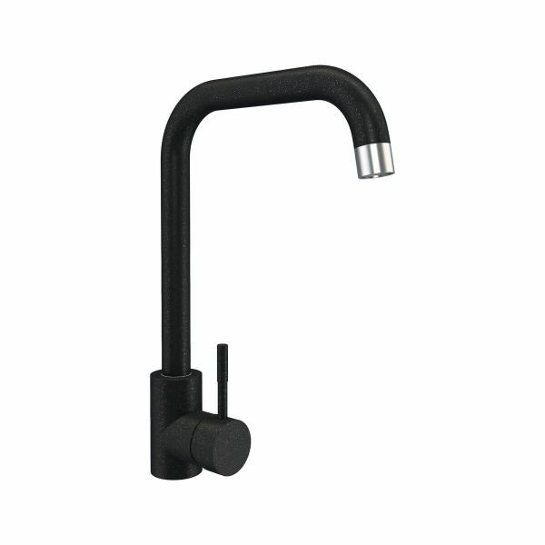 Смеситель кухонный Platinum NА3008B поворотный, однорычажный из нержавеющей стали, Черный металлик