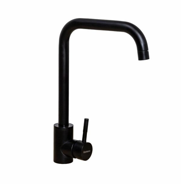 Смеситель кухонный Platinum NА3008B поворотный, однорычажный из нержавеющей стали, Черный матовый