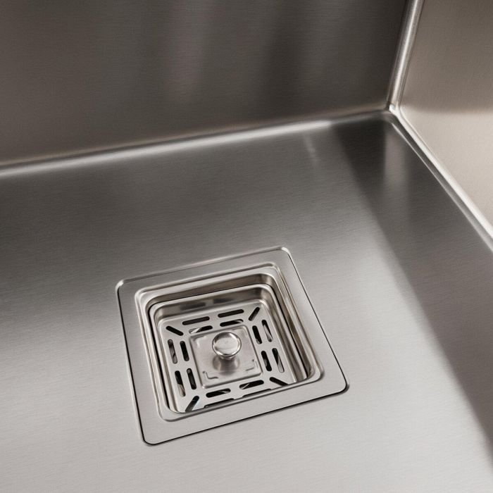 Кухонная мойка Platinum Handmade 78*50В из нержавеющей стали 3.0 мм, 78x50x22 см, Квадратный сифон, Серая