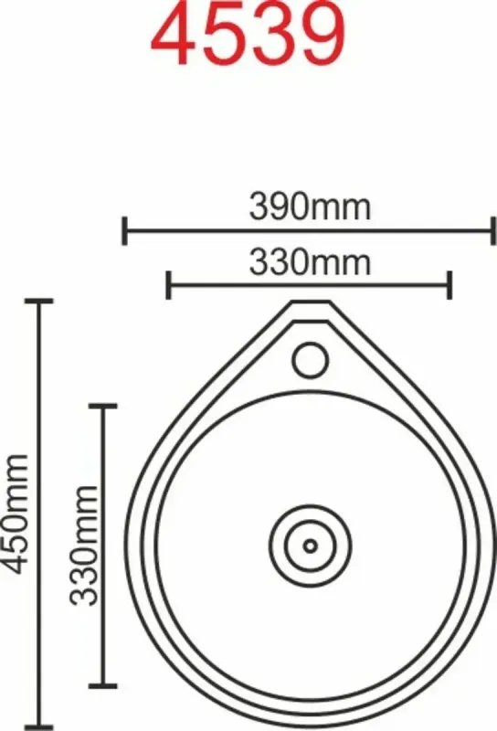 Кухонная мойка Рlatinum 4539 из нержавеющей стали D=39 см, 0,6 мм, Полированая (000018191)