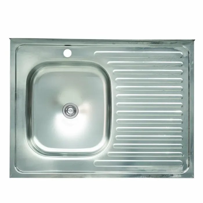 Кухонная мойка Рlatinum 8060 L из нержавеющей стали 0,4 мм, 80x60,5 см, Прямоугольная (000000598)