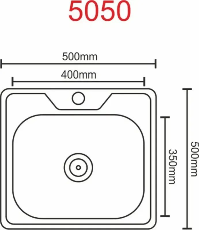 Кухонная мойка Рlatinum 5050 из нержавеющей стали 0,7 мм, 50x50 см, Квадратная, Полированая (000000291)