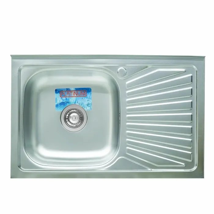 Кухонная мойка Рlatinum 8050 R из нержавеющей стали 0,7 мм, 80x50 см, Прямоугольная, Полированая (000000559)
