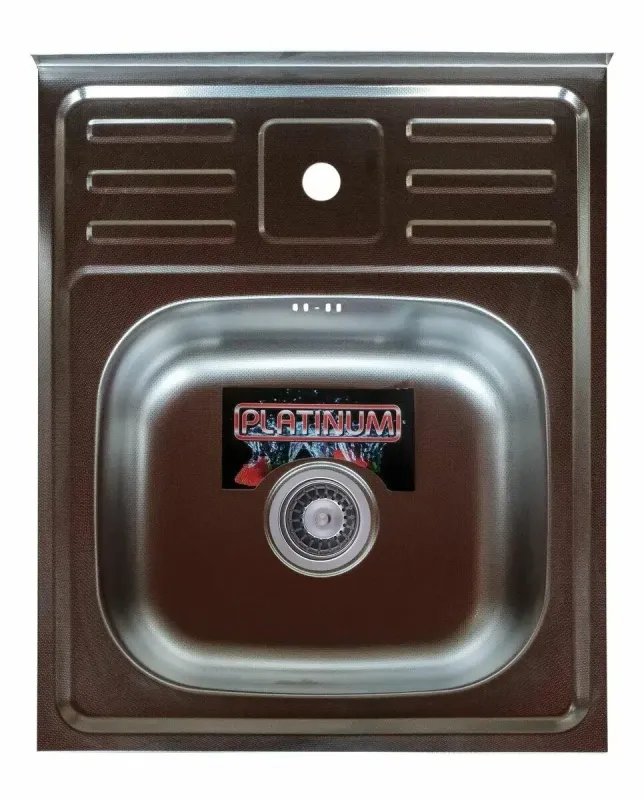Кухонная мойка Рlatinum 5060 из нержавеющей стали 0,7 мм, 50x60 см, Прямоугольная, Сатин (000000302)