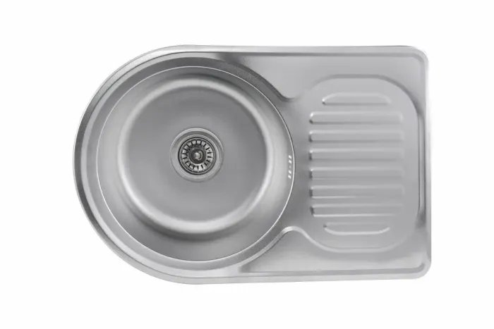 Кухонная мойка Platinum 6745 из нержавеющей стали 0,8 мм, 67x45 см, Асимметричная, Сатин (000007031)