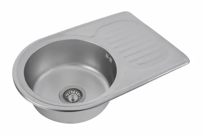 Кухонная мойка Platinum 6745 из нержавеющей стали 0,8 мм, 67x45 см, Асимметричная, Сатин (000007031)