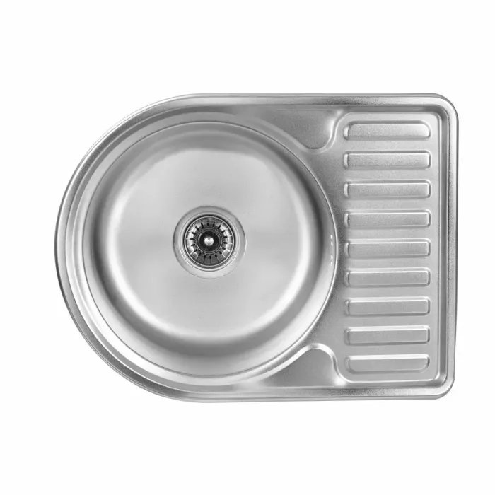 Кухонная мойка Platinum 5844 из нержавеющей стали 0,8 мм, 58x44 см, Асимметричная, Сатин (000018186)