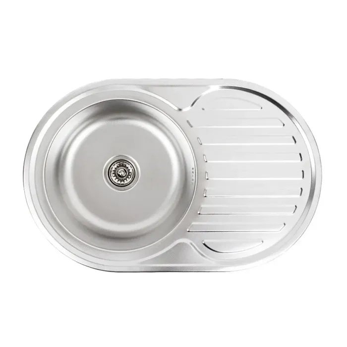 Кухонная мойка Platinum ДЕКОР 7750 из нержавеющей стали 0,8 мм, 77x50 см, Овальная (000000487)