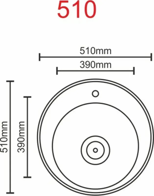Кухонная мойка Рlatinum 510 из нержавеющей стали D=51 см, 0,6 мм, Круглая (000011015)