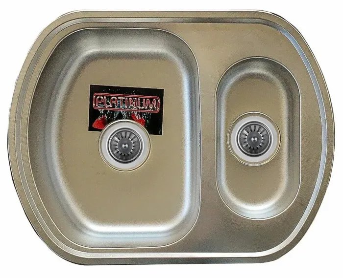 Кухонная мойка Рlatinum 6049D из нержавеющей стали 0,8 мм, 60x49 см, Овальная, Сатин (000000379)