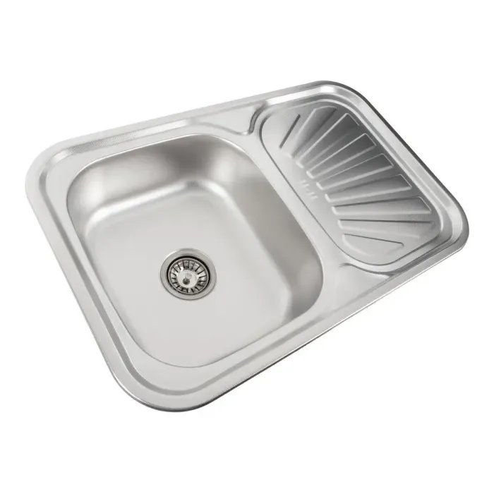 Кухонная мойка Platinum ДЕКОР 7549 из нержавеющей стали 0,8 мм, 75x49 см, Прямоугольная (000000464)
