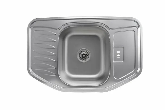 Кухонная мойка Platinum 7851 из нержавеющей стали 0,8 мм, 78x51 см, Трапециевидная, Сатин (000016243)