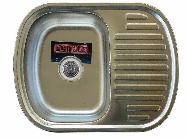 Кухонная мойка Platinum ДЕКОР 6349 из нержавеющей стали 0,8 мм, 63x49 см, Овальная (000027125)