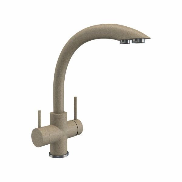 Смеситель под фильтр Platinum 8203 HDF поворотный, двухрычажный из нержавеющей стали, Сафари (SP000032482)