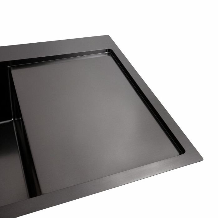 Кухонная мойка Platinum Handmade 78*50В PVD из нержавеющей стали 3.0 мм, 78x50x22 см, Квадратный сифон, Черная