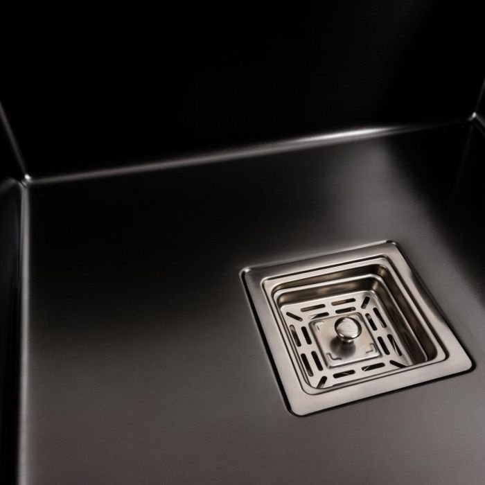 Кухонная мойка Platinum Handmade 78*50В PVD из нержавеющей стали 3.0 мм, 78x50x22 см, Квадратный сифон, Черная