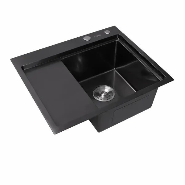 Кухонная мойка Platinum Handmade PVD R из нержавеющей стали 3 мм, 58x48x22 см, Прямоугольна Черная (000032278)