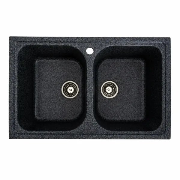 Кухонная мойка Platinum 7950 Equatoria гранитная глянцевая с креплением, 79x50 см, Графит (000035784)